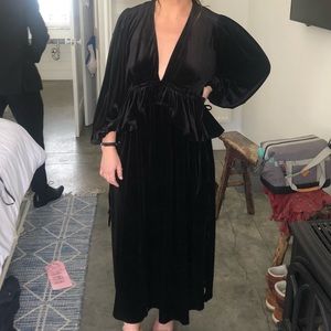 Topshop Velvet Sinched Waist midi dress